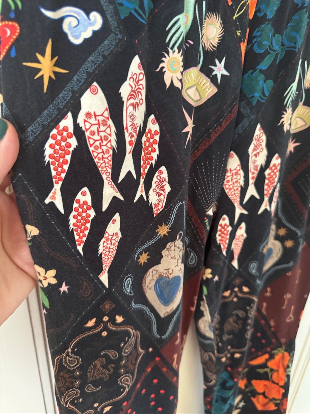 Never Fully Dressed Black Multicolor Patterned Flare Leggings - Picture 3 of 5